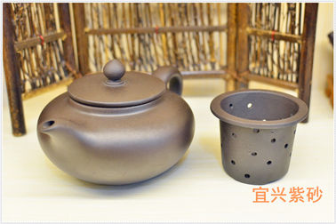 Handmade Chinese Yixing Zisha Teapot Yellow With Chinese Words Carving